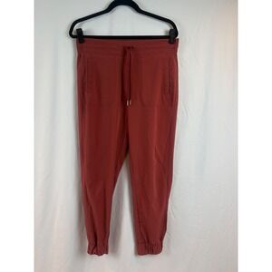 Terracotta Red High Rise Drawstring Joggers Activewear Hiking Pants Size Large